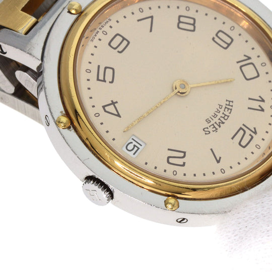 HERMES Watches Quartz Stainless Steel , SSxGP gold Clipper Old Belt cream dial mens Used Authentic