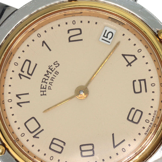 HERMES Watches Quartz Stainless Steel , SSxGP gold Clipper Old Belt cream dial mens Used Authentic