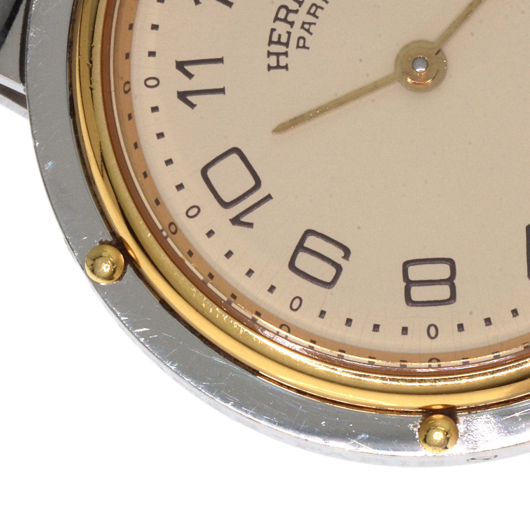 HERMES Watches Quartz Stainless Steel , SSxGP gold Clipper Old Belt cream dial mens Used Authentic