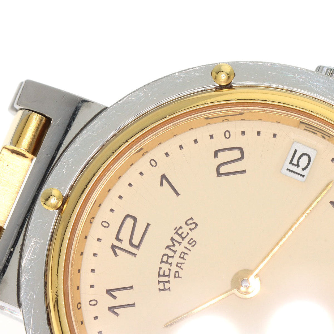 HERMES Watches Quartz Stainless Steel , SSxGP gold Clipper Old Belt cream dial mens Used Authentic