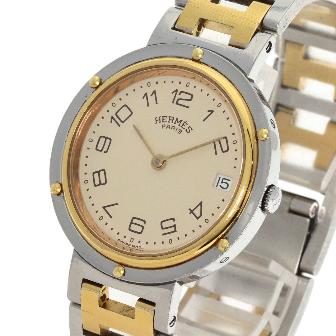 HERMES Watches Quartz Stainless Steel , SSxGP gold Clipper Old Belt cream dial mens Used Authentic