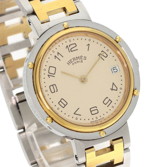 HERMES Watches Quartz Stainless Steel , SSxGP gold Clipper Old Belt cream dial mens Used Authentic