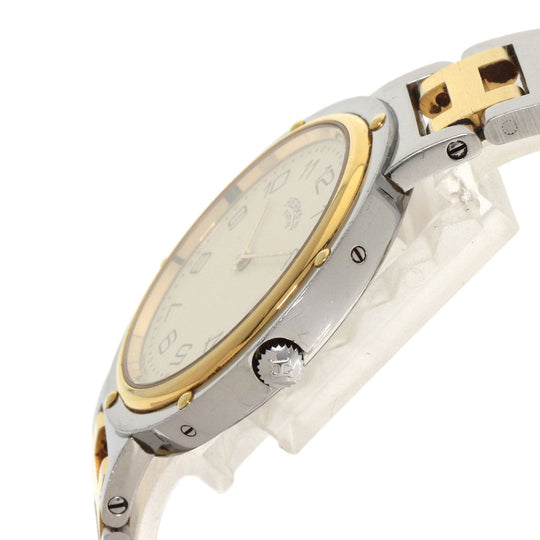 HERMES Watches Quartz Stainless Steel , SSxGP gold Clipper Old Belt cream dial mens Used Authentic