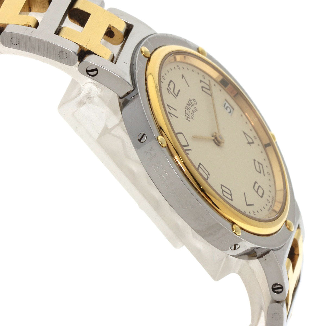 HERMES Watches Quartz Stainless Steel , SSxGP gold Clipper Old Belt cream dial mens Used Authentic