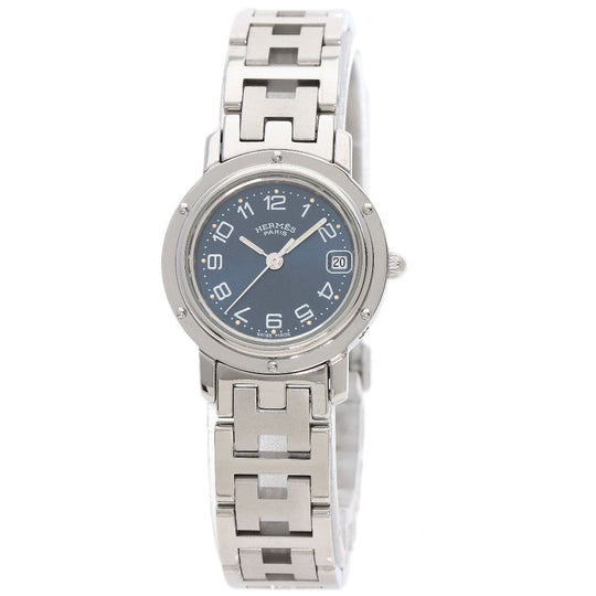 HERMES Watches Quartz CL4.210 Stainless Steel Silver Clipper Navy dial