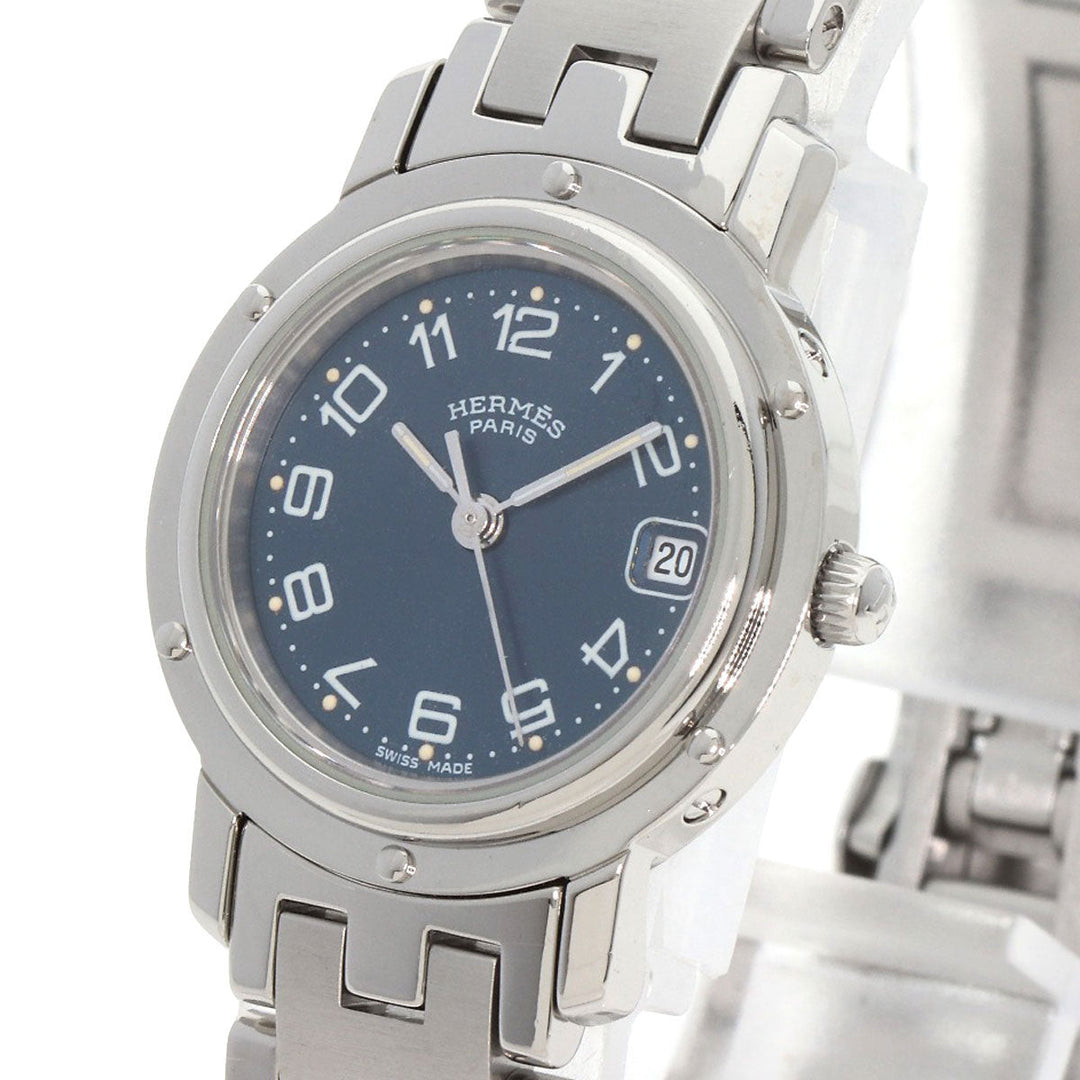 HERMES Watches Quartz CL4.210 Stainless Steel Silver Clipper Navy dial