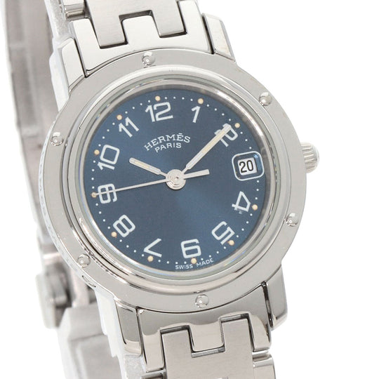 HERMES Watches Quartz CL4.210 Stainless Steel Silver Clipper Navy dial