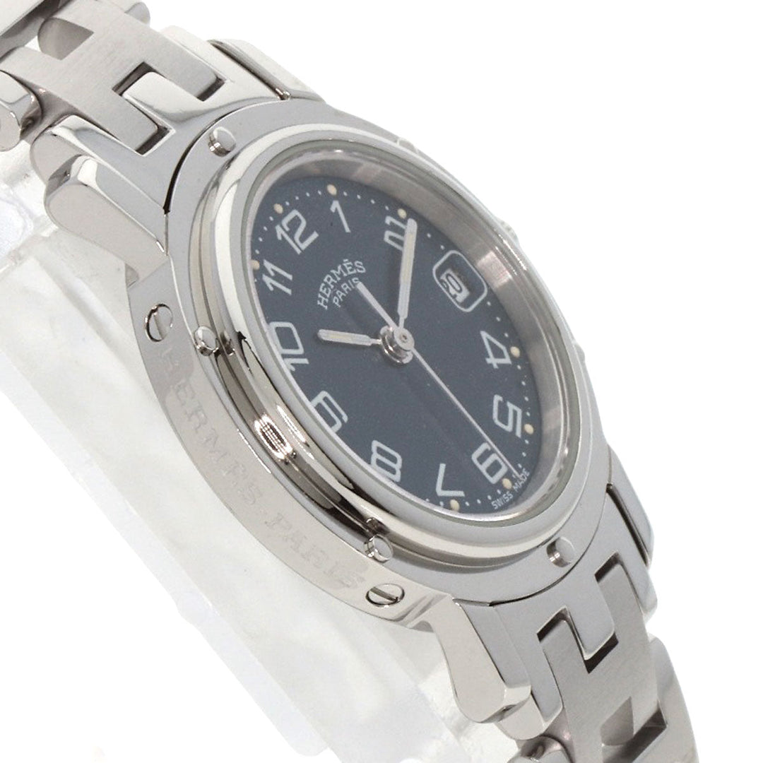 HERMES Watches Quartz CL4.210 Stainless Steel Silver Clipper Navy dial
