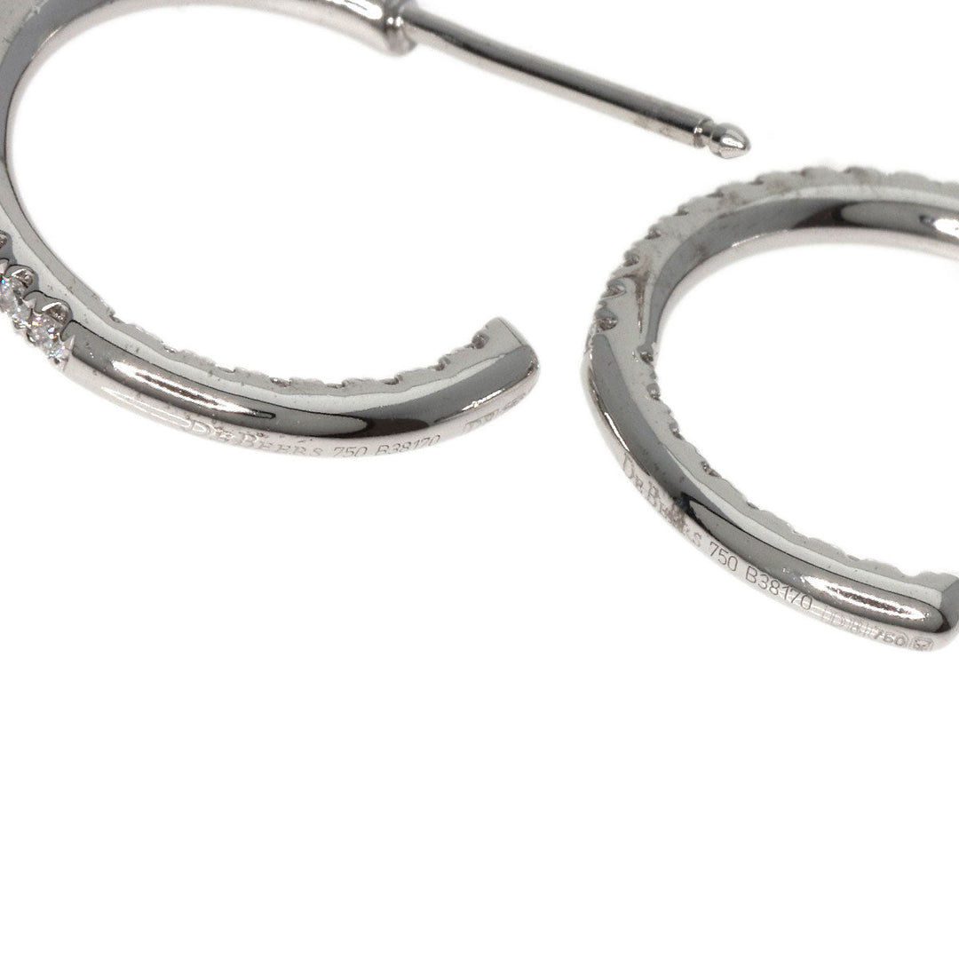 De Beers Pierce K18WG Silver Diamond hoop Women Used Authentic