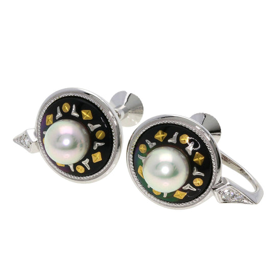 MIKIMOTO Earring K18WG Silver Pikuwe Akoya Pearl