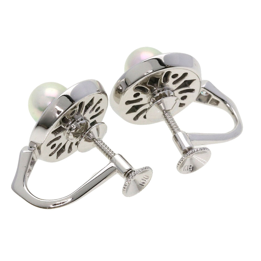 MIKIMOTO Earring K18WG Silver Pikuwe Akoya Pearl