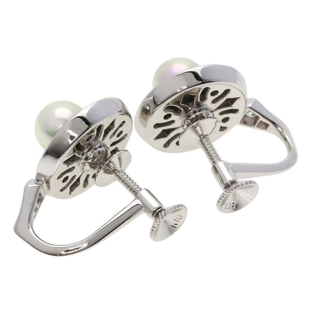 MIKIMOTO Earring K18WG Silver Pikuwe Akoya Pearl