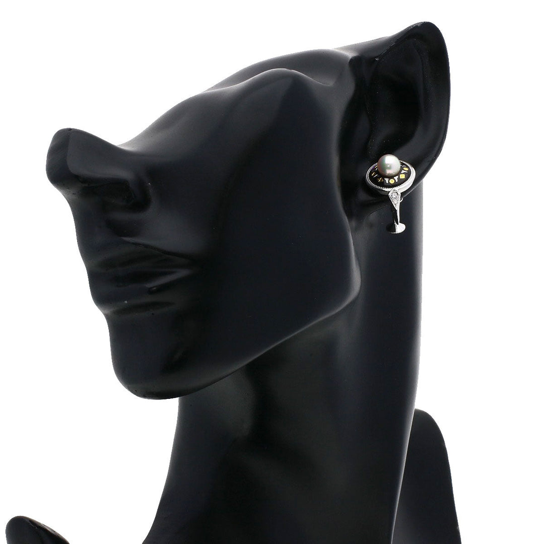 MIKIMOTO Earring K18WG Silver Pikuwe Akoya Pearl