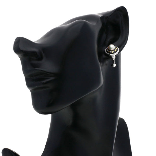 MIKIMOTO Earring K18WG Silver Pikuwe Akoya Pearl