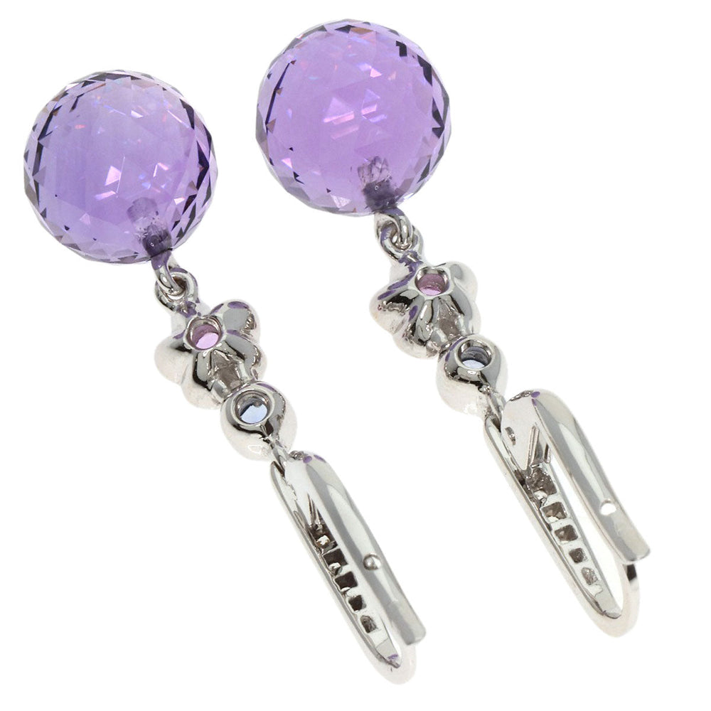 CHANEL Pierce K18WG Silver Mademoiselle Amethyst Sapphire Diamond
