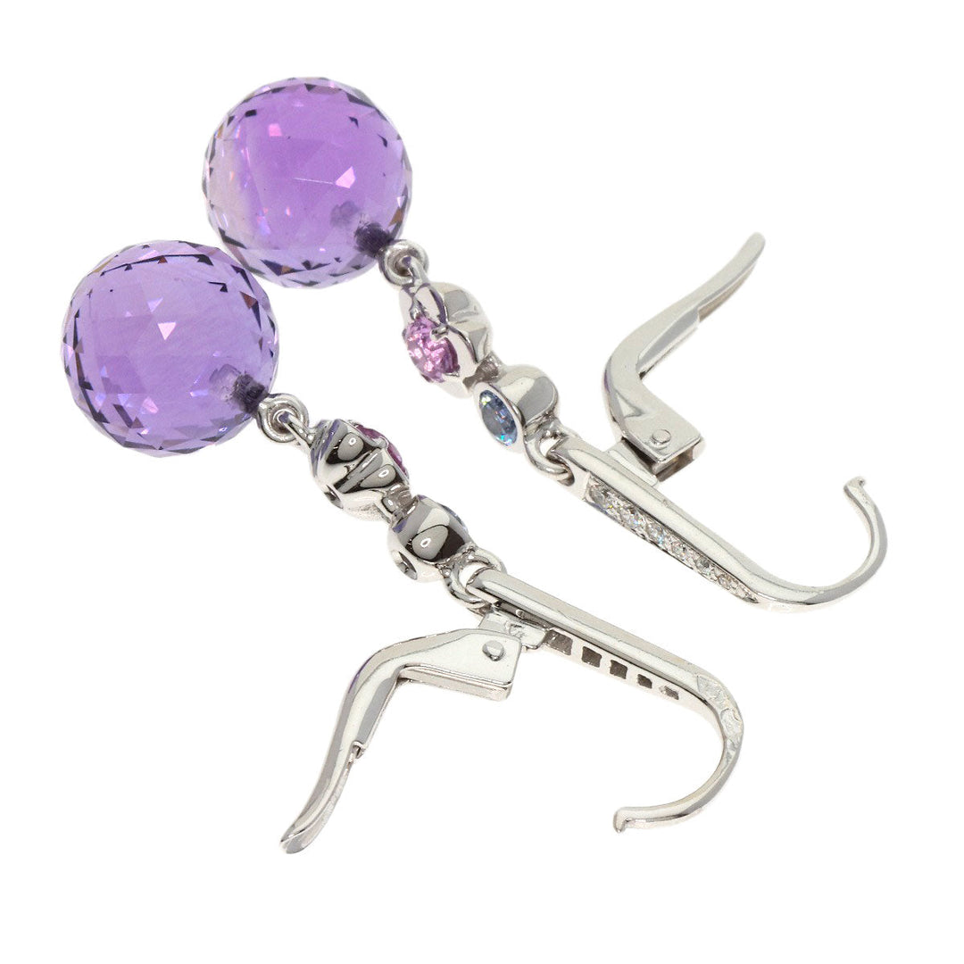CHANEL Pierce K18WG Silver Mademoiselle Amethyst Sapphire Diamond
