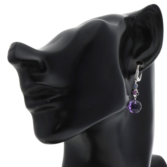 CHANEL Pierce K18WG Silver Mademoiselle Amethyst Sapphire Diamond