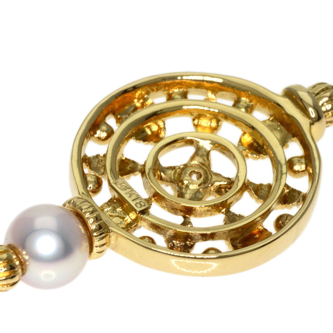MIKIMOTO Brooch 18K Yellow Gold gold Pearl Diamond Pin Brooch Women Used Authentic