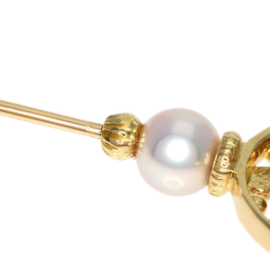 MIKIMOTO Brooch 18K Yellow Gold gold Pearl Diamond Pin Brooch Women Used Authentic