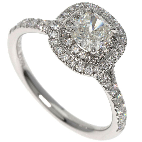 TIFFANY&Co. Ring PT950 Silver Solest cushion cut engagement diamond Women Used Authentic