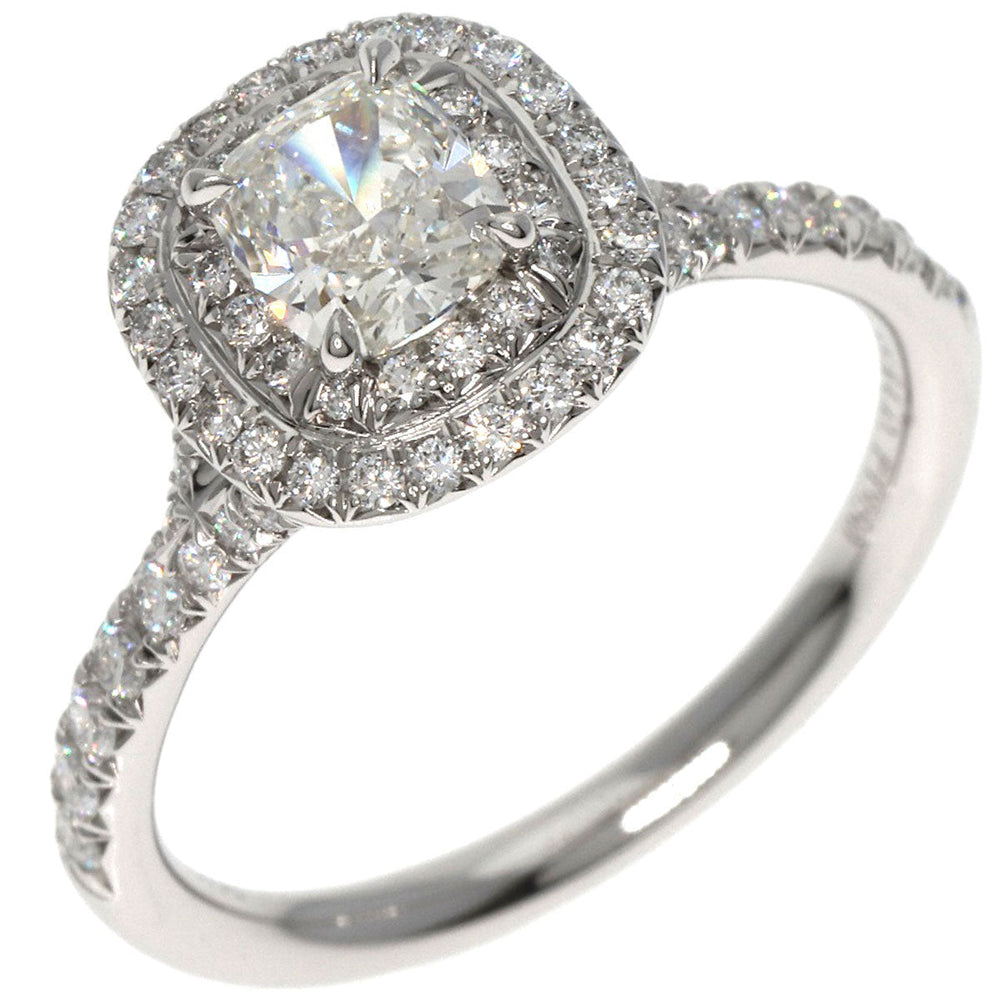 TIFFANY&Co. Ring PT950 Silver Solest cushion cut engagement diamond Women Used Authentic