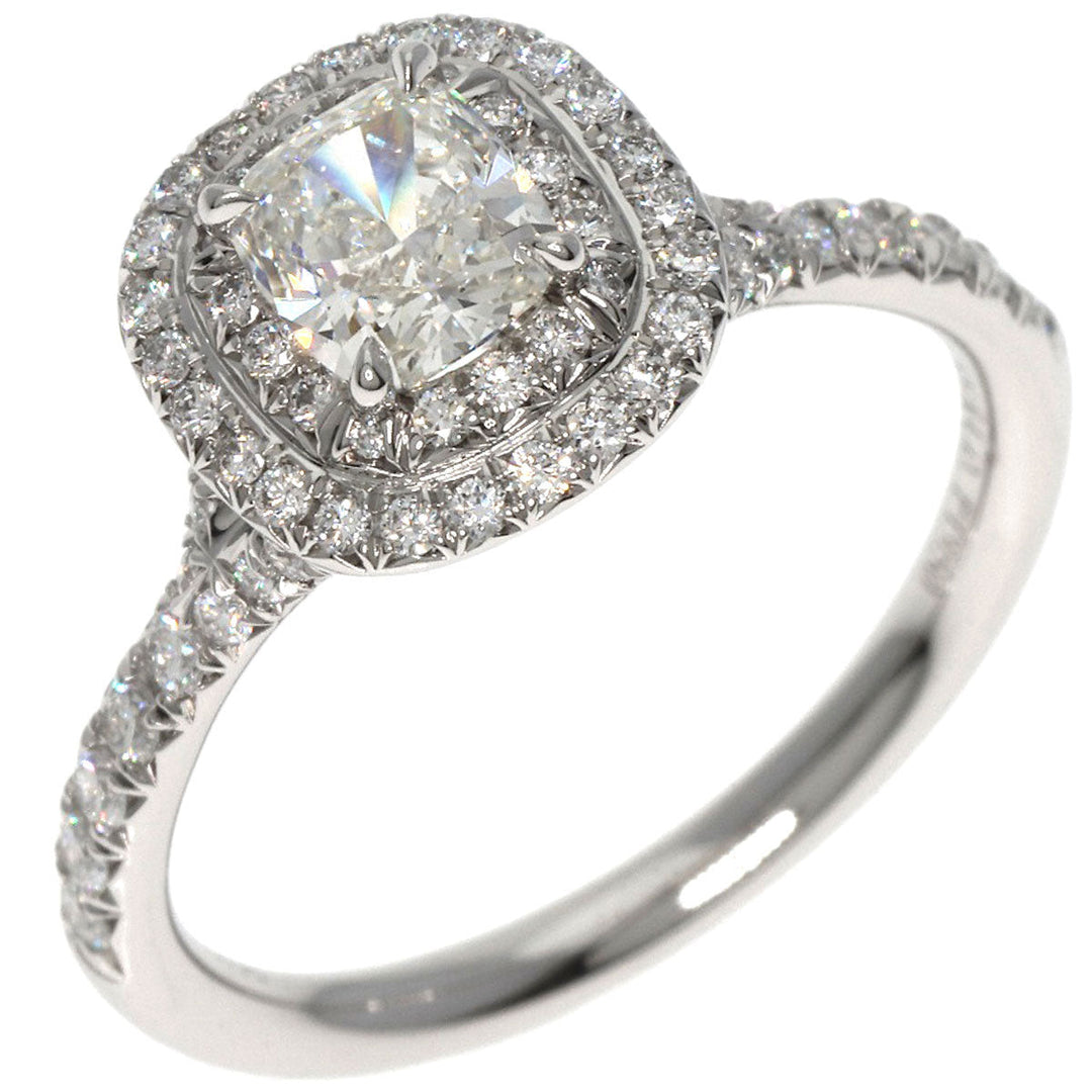 TIFFANY&Co. Ring PT950 Silver Solest cushion cut engagement diamond Women Used Authentic