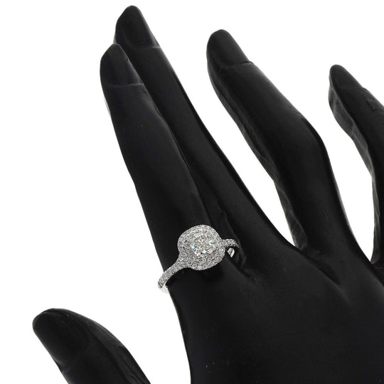 TIFFANY&Co. Ring PT950 Silver Solest cushion cut engagement diamond Women Used Authentic