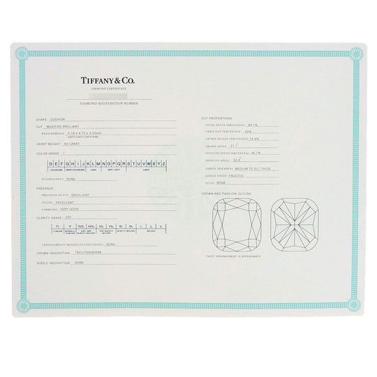 TIFFANY&Co. Ring PT950 Silver Solest cushion cut engagement diamond Women Used Authentic
