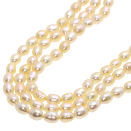 TASAKI Necklace 18K Yellow Gold white Freshwater Pearl 3-strand Long Women Used Authentic