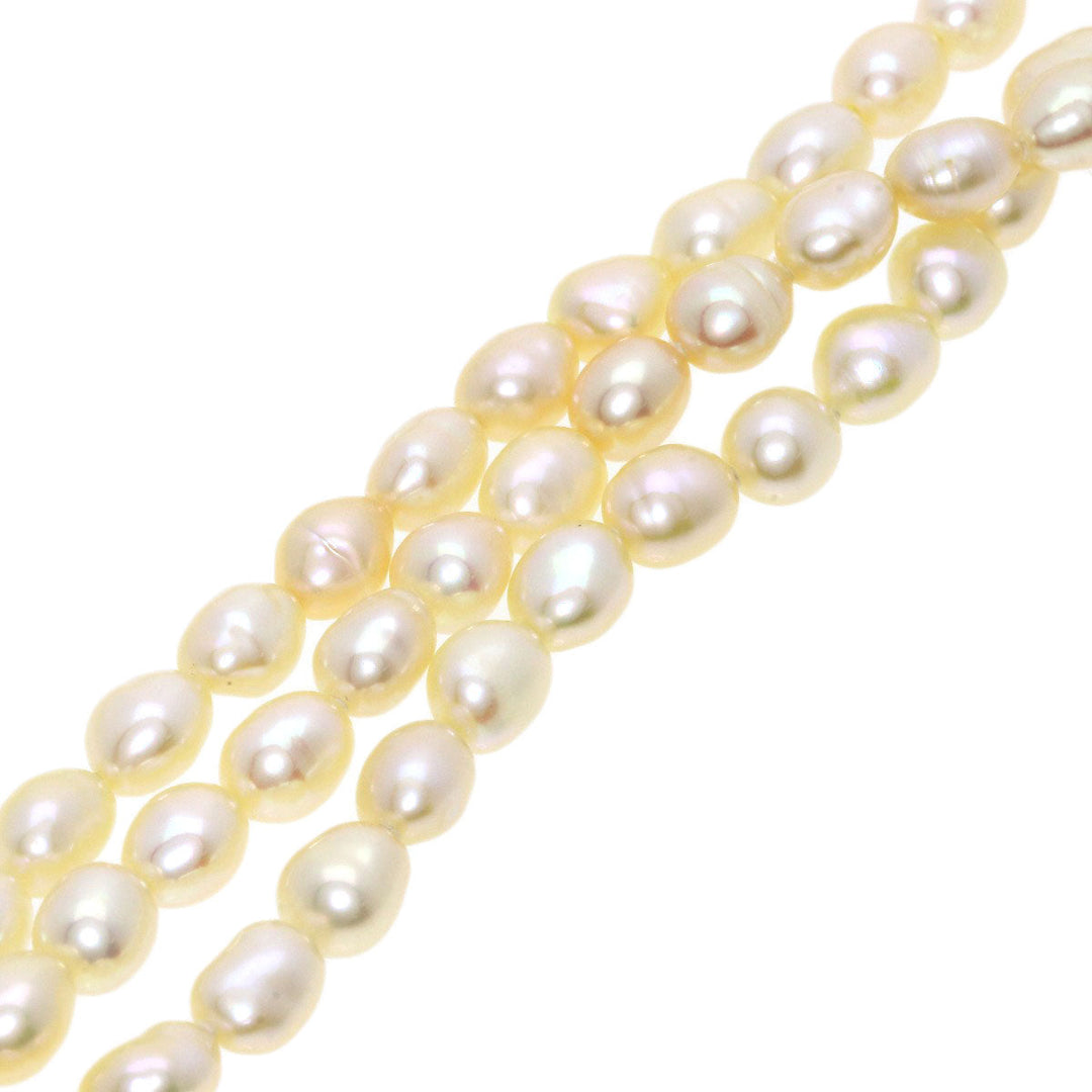TASAKI Necklace 18K Yellow Gold white Freshwater Pearl 3-strand Long Women Used Authentic