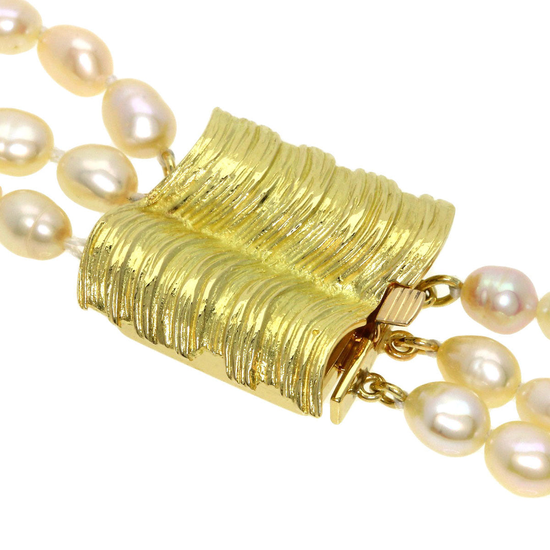 TASAKI Necklace 18K Yellow Gold white Freshwater Pearl 3-strand Long Women Used Authentic