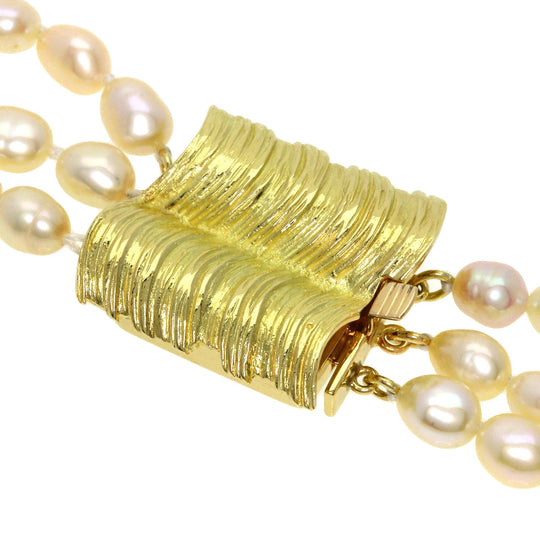 TASAKI Necklace 18K Yellow Gold white Freshwater Pearl 3-strand Long Women Used Authentic