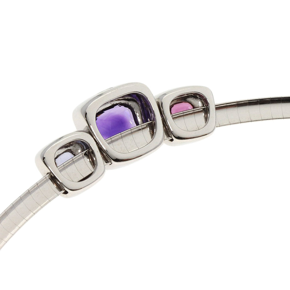 CHANEL Necklace K18WG Silver Baroque Collection Amethyst Pink Tourmaline Iolite Omega Necklace Women Used Authentic