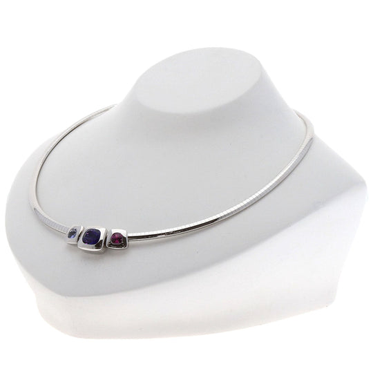 CHANEL Necklace K18WG Silver Baroque Collection Amethyst Pink Tourmaline Iolite Omega Necklace Women Used Authentic