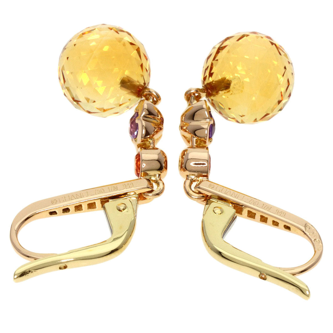 CHANEL Pierce 18K Yellow Gold gold Mademoiselle Citrine Sapphire Diamond