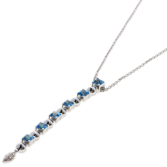 BVLGARI Necklace K18WG Silver Lucia Blue Topaz Diamond