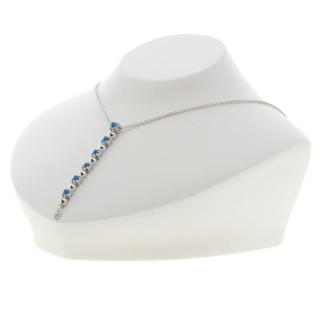 BVLGARI Necklace K18WG Silver Lucia Blue Topaz Diamond