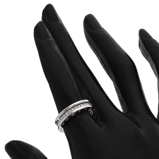 BVLGARI Ring K18WG Silver B-zero1 B-zero One 1 Band Diamond #50 Women Used Authentic
