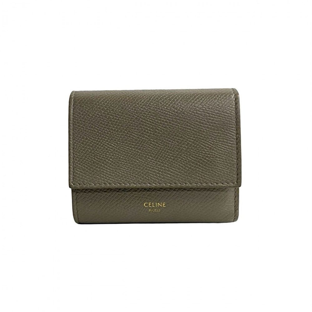 CELINE Tri-fold wallet leather gray Small trifold wallet