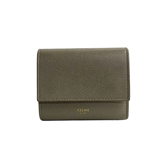 CELINE Tri-fold wallet leather gray Small trifold wallet