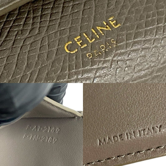 CELINE Tri-fold wallet leather gray Small trifold wallet