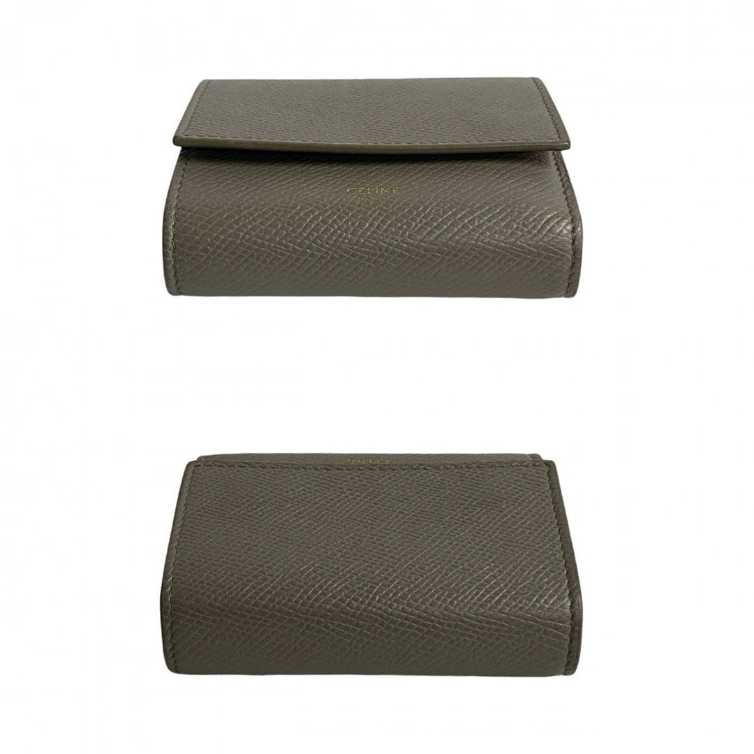 CELINE Tri-fold wallet leather gray Small trifold wallet