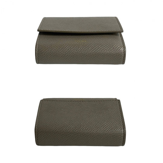 CELINE Tri-fold wallet leather gray Small trifold wallet