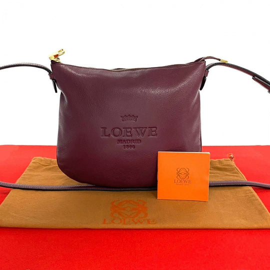 LOEWE Shoulder Bag leather wine-red Heritage