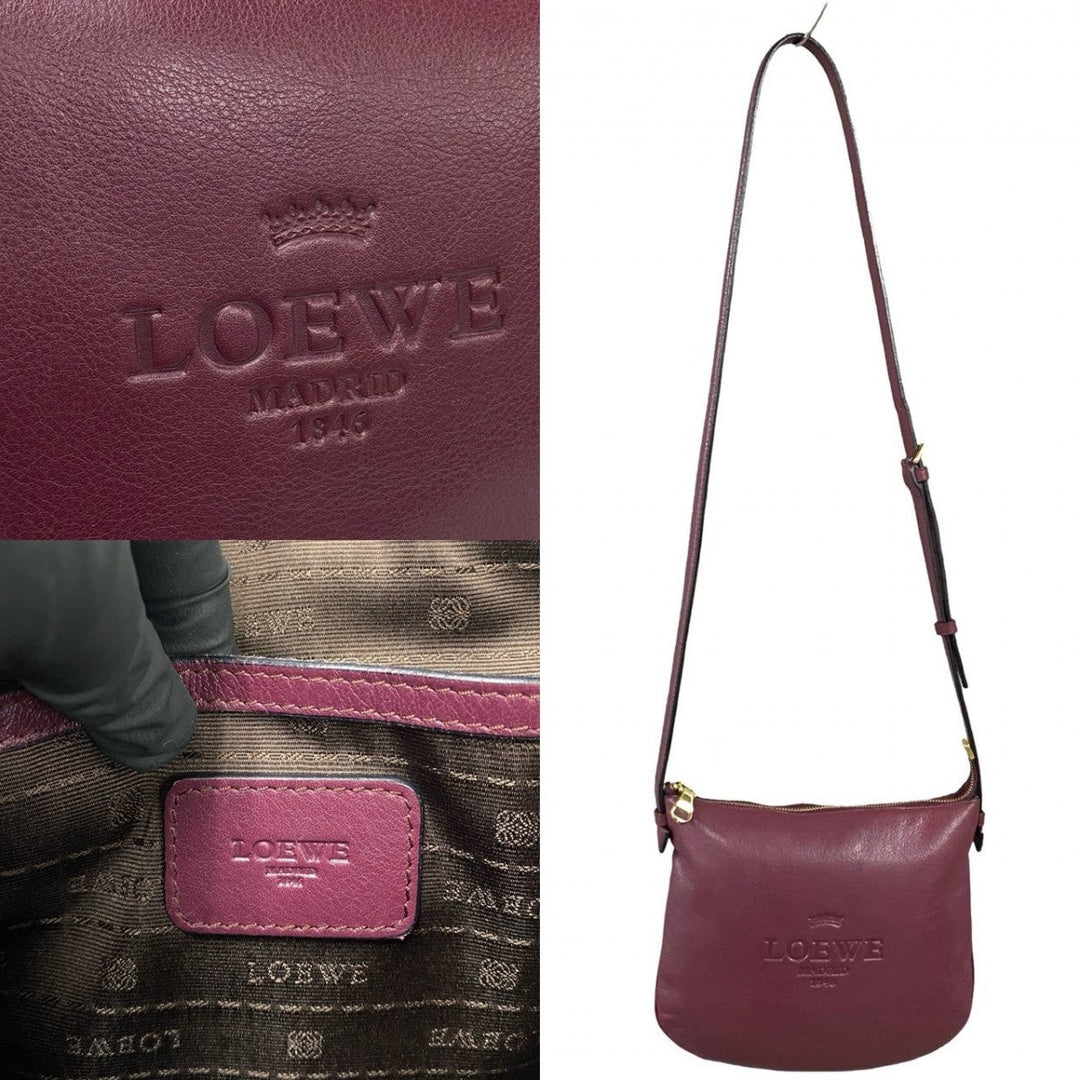 LOEWE Shoulder Bag leather wine-red Heritage