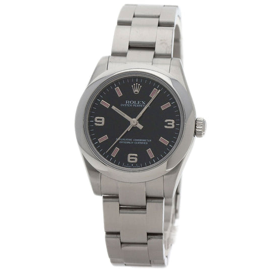 ROLEX Watches Mechanical Automatic 177200 Stainless Steel , Stainless Steel Silver Oyster Perpetual 31 black dial Boys Used Authentic