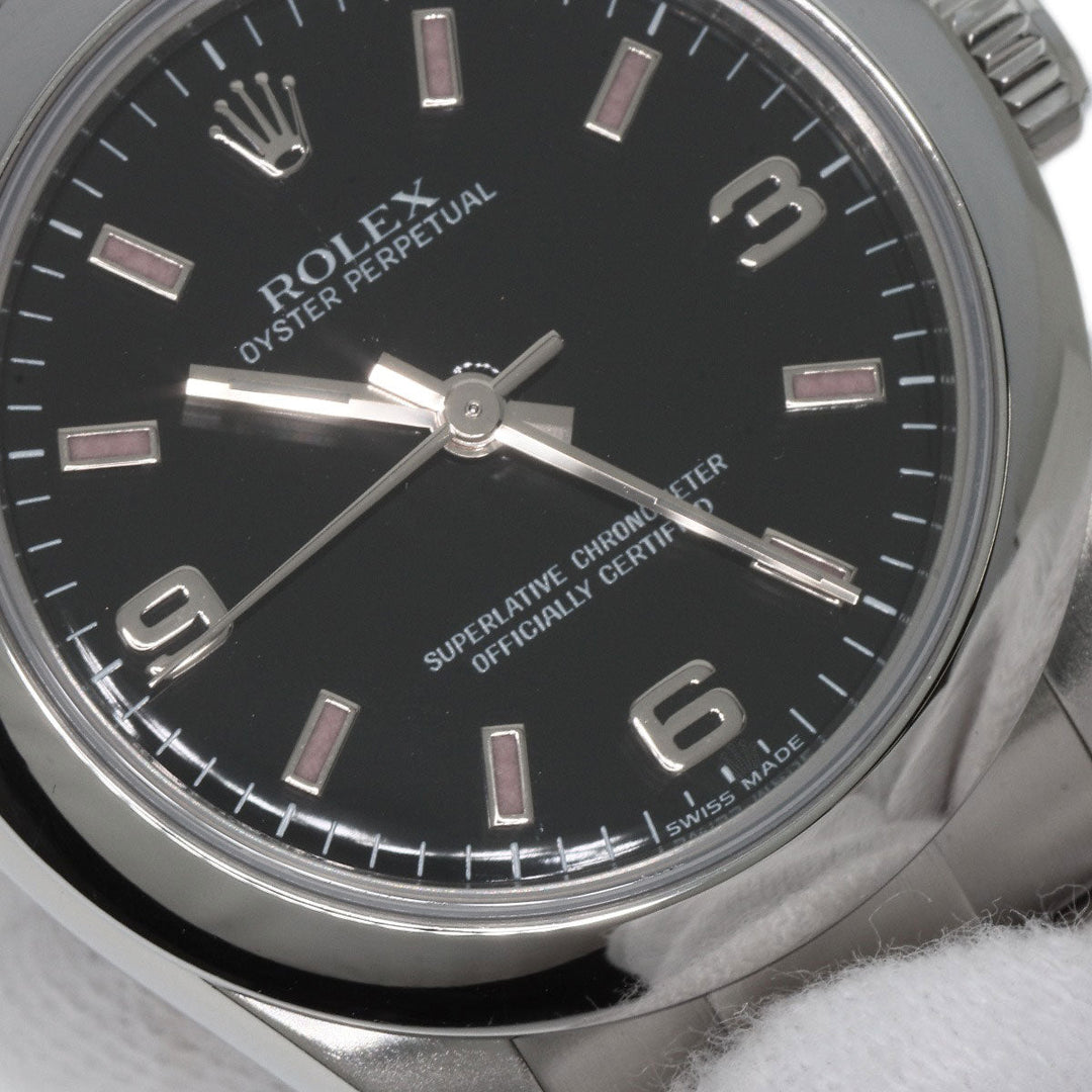 ROLEX Watches Mechanical Automatic 177200 Stainless Steel , Stainless Steel Silver Oyster Perpetual 31 black dial Boys Used Authentic