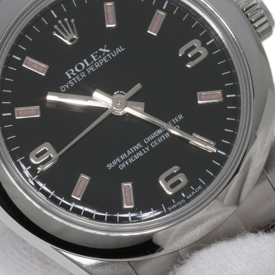 ROLEX Watches Mechanical Automatic 177200 Stainless Steel , Stainless Steel Silver Oyster Perpetual 31 black dial Boys Used Authentic