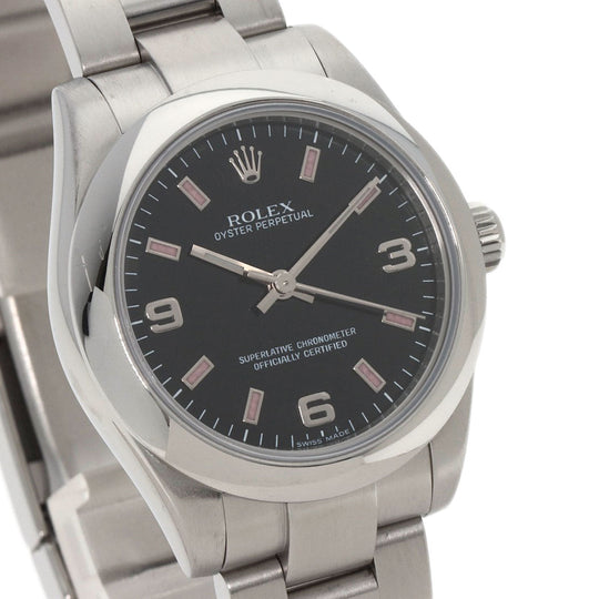 ROLEX Watches Mechanical Automatic 177200 Stainless Steel , Stainless Steel Silver Oyster Perpetual 31 black dial Boys Used Authentic