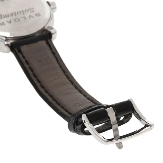 BVLGARI Watches Quartz ST29S Stainless Steel, Leather Silver Solo tempo black dial Women Used Authentic
